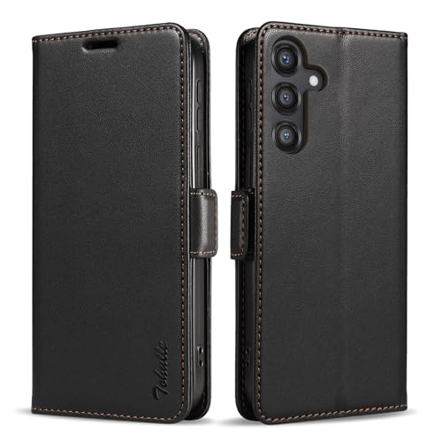 TOHULLE Schutzhülle für Samsung Galaxy S24 FE (6,7 Zoll), Premium-Klapphülle aus PU-Leder, RFID-blockierend, Kartenhalter, Magnetverschluss, Ständer, Schutzhülle für Samsung Galaxy S24 FE – Schwarz von TOHULLE