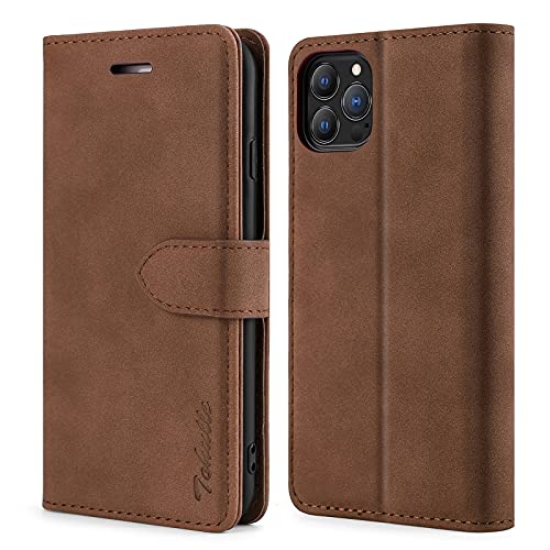 TOHULLE Schutzhülle für iPhone 11 Pro Max, Premium-PU-Leder, Brieftaschen-Schutzhülle mit Kartenhalter, Ständer, Magnetverschluss, stoßfest, Klapphülle für iPhone 11 Pro Max (6,5 Zoll), Braun von TOHULLE