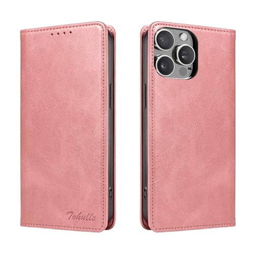 TOHULLE Schutzhülle für iPhone 15 Pro, Premium-PU-Leder, Brieftaschen-Schutzhülle mit Kartenhalter, Ständer, eingebautem Magnetverschluss, Flip-Folio-Handyhülle für iPhone 15 Pro – Roségold TOHULLE Schutzhülle für iPhone 15 Pro, Premium-PU-Leder, Brieftaschen-Schutzhülle mit Kartenhalter, Ständer, eingebautem Magnetverschluss, Flip-Folio-Handyhülle für iPhone 15 Pro – Roségold von TOHULLE
