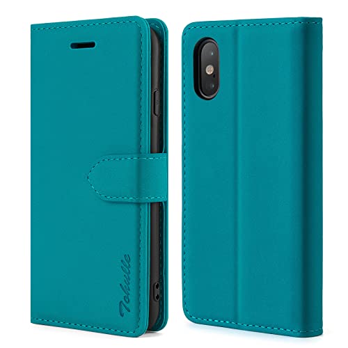 TOHULLE Schutzhülle für iPhone X, iPhone XS, Premium-Leder-Brieftaschen-Schutzhülle mit Kartenhalter, Ständer, Magnetverschluss, Klapp-Folio-Schutzhülle, kompatibel mit iPhone X/XS, Blau TOHULLE Schutzhülle für iPhone X, iPhone XS, Premium-Leder-Brieftaschen-Schutzhülle mit Kartenhalter, Ständer, Magnetverschluss, Klapp-Folio-Schutzhülle, kompatibel mit iPhone X/XS, Blau von TOHULLE
