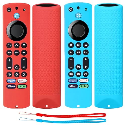TOKERSE Silikon-Schutzhülle für Fire TV Stick 4K Max 2. Gen/Toshiba/Insignia/Pioneer/Omni Series Fire TV Alexa Voice Remote Enhanced, rutschfeste Schutzhülle mit Umhängeband, Rot / Blau, 2 Stück TOKERSE Silikon-Schutzhülle für Fire TV Stick 4K Max 2. Gen/Toshiba/Insignia/Pioneer/Omni Series Fire TV Alexa Voice Remote Enhanced, rutschfeste Schutzhülle mit Umhängeband, Rot / Blau, 2 Stück von TOKERSE