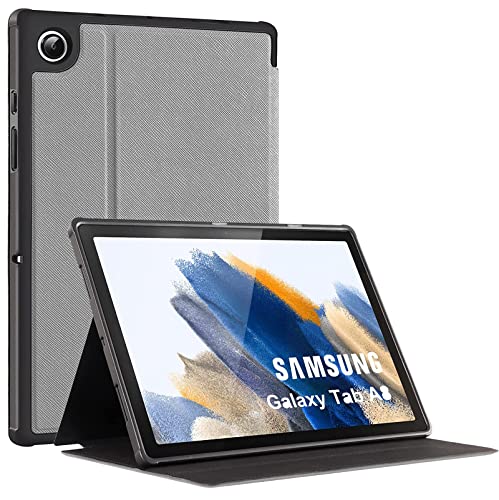 TOKILO Hülle für Samsung Galaxy Tab A8 10,5-Zoll 2022 (SM-X200/X205/X207), Schlanke Premium PU Ledertasche mit weicher Gummi-Rückseite, Auto Wake/Sleep, Verstellbarer Ständer (Grau) von TOKILO