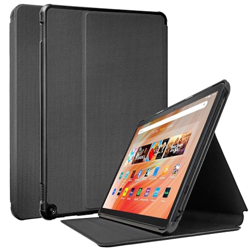 TOKILO Hülle für alle neuen Amazon Fire HD 10" Tablet (13th Gen, 2023 Release), Soft PU Leder Case Stand Auto Wake/Sleep, Nicht für Fire HD 10 Tablet 2021 Release, Nicht für iPad 10 Tablet, Schwarz von TOKILO