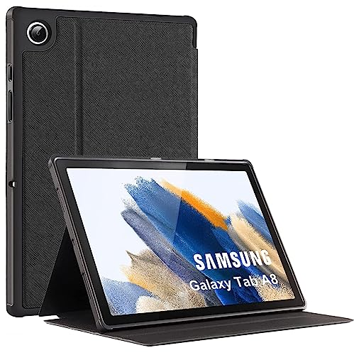 TOKILO Schutzhülle für Samsung Galaxy Tab A8 10,5 Zoll 2022 (SM-X200/X205/X207), schlanke, leichte, weiche Gummi-Rückseite, Lederhülle mit automatischer Wake/Sleep-Funktion, verstellbarer Ständer von TOKILO