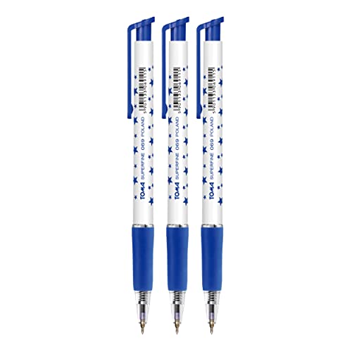 TOMA Kugelschreiber Set 3 Stück Blau - Klassischer Kuli mit Fineliner Eigenschaften - Automatischer Stifte mit Dünn Spitze - Kulischreiber von TOMA