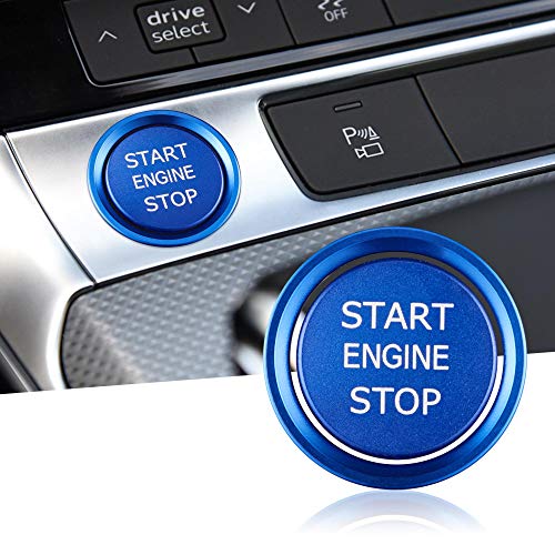 TOMALL Aluminium Motor Start Stop Druckknopf Abdeckung Zierleiste Kompatibel mit A3 A4 A5 A7 A8 Q5 S3 S5 S6 S7 Auto Motor Zündung Startknopf Kappe Umlaufender Zierring Dekoration (Blau) von TOMALL