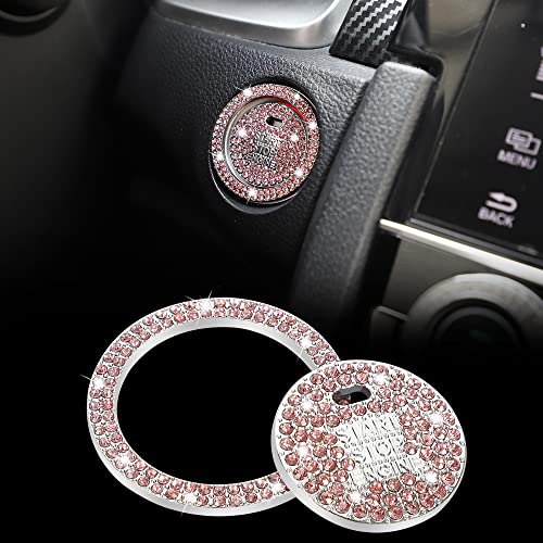 TOMALL Bling Auto Motor Start Taste Abdeckung Diamant Innenraum Kristall Push Start Taste Ring Aufkleber funkelnde Zubehör Bling Zündung Taste Strass Emblem Dekorationen Universal für Auto (Rosa) von TOMALL