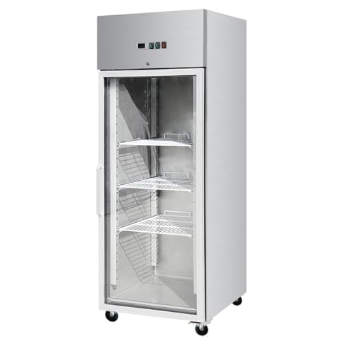 TOMAY Edelstahlkühlschrank mit Glasstür 610 Liter, GN2/1, 4 Schichten höhenverstellbare Einlegeböden, einstellbare Temperatur | Gastronomiebedarf TOMAY Edelstahlkühlschrank mit Glasstür 610 Liter, GN2/1, 4 Schichten höhenverstellbare Einlegeböden, einstellbare Temperatur | Gastronomiebedarf von TOMAY