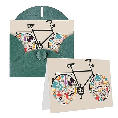 Grußkarten Retro Fahrrad gedruckt Dankeskarten mit Umschlägen Happy Birthday Karte für alle Anlässe Geburtstag Dankeschön Hochzeit und mehr 10 x 15 cm von TOMPPY