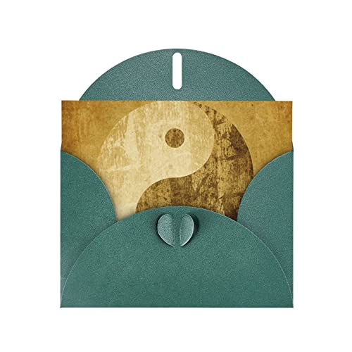 Yin Yang Symbol bedruckte dunkelgrüne Perlen-Papier-Grußkarte mit Umschlägen, leere Karten für alle Anlässe von TOMPPY