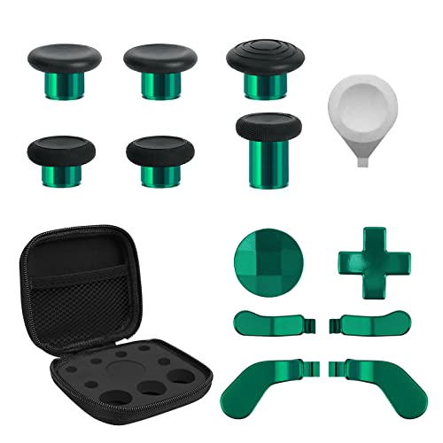 TOMSIN 13-in-1 Xbox Elite Series 2 Controller-Zubehör, Ersatz-Set, 6 Metall-Thumbsticks, 2 D-Pads, 4 Paddel und 1 Einsteller für Xbox Elite Controller Serie 2 Core Zubehörteile (grün) von TOMSIN