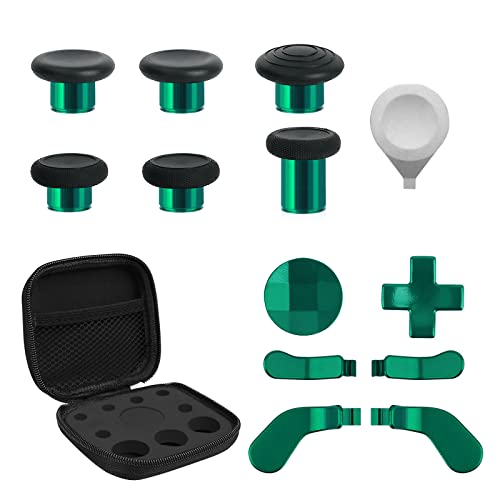TOMSIN 13-in-1 Xbox Elite Serie 2 Controller-Zubehör, Ersatz-Set, 6 Metall-Thumbsticks, 2 D-Pads, 4 Paddel und 1 Einsteller für Xbox Elite Controller Serie 2 Core Zubehörteile (grün) von TOMSIN