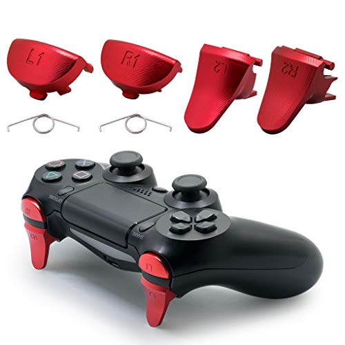 TOMSIN Ersatz-Auslöser für PS4 Pro/PS4 Slim Controller, Aluminium Metall L1 R1 L2 R2 Trigger Buttons für PS4 Controller Gen 2 (rot) von TOMSIN
