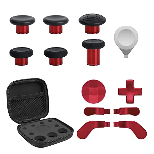 TOMSIN Ersatz-Magnettasten-Set für Xbox Elite Controller Serie 2 Zubehör, inklusive 6 Metall-Plating Joysticks, 4 Paddel, 2 D-Pads, 1 Einstellwerkzeug (Plating Red) von TOMSIN