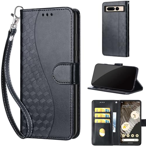 TOMYOU Handyhülle für Google Pixel 7 Pro Hülle, Stoßfesten Kunstleder Flip Wallet Case mit [Kartenfach] [Standfunktion] Handyhülle kompatibel Google Pixel 7 Pro Schwarz von TOMYOU