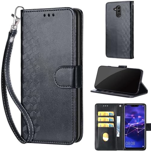 Handyhülle für Huawei Mate 20 lite/Maimang 7 Hülle, mit [Kartenfach] [Standfunktion] Premium Kunstleder Flip Wallet Case Hülle für Huawei Mate 20 lite/Maimang 7 Schwarz von TOMYOU