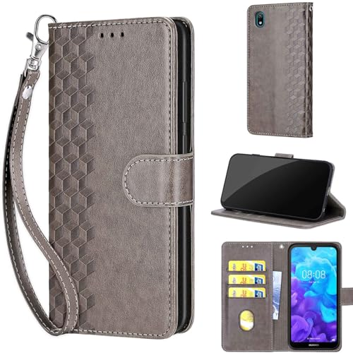 TOMYOU Handyhülle für Huawei Y5 (2019) / Honor 8s 2019 Hülle, Premium Kunstleder Flip Wallet Case mit [Kartenfach] [Standfunktion] Hülle für Honor 8s 2020 / Honor Play 3e Grau von TOMYOU