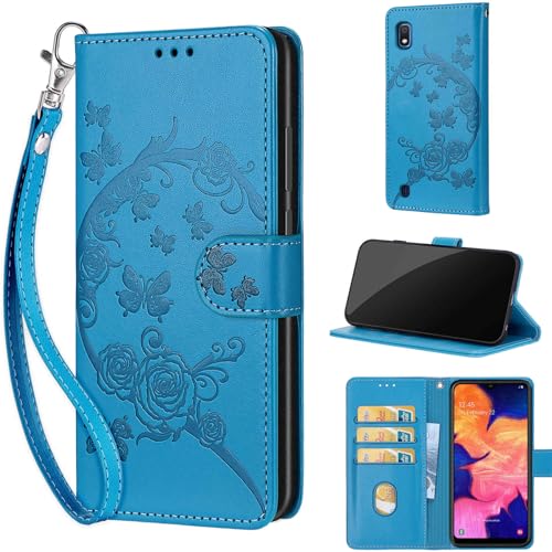 Handyhülle für Samsung Galaxy A10 / Galaxy M10 Hülle, Magnetische Premium Kunstleder Flip Wallet Case Klapphülle Hülle kompatibel Samsung Galaxy A10 / Galaxy M10 Blau von TOMYOU