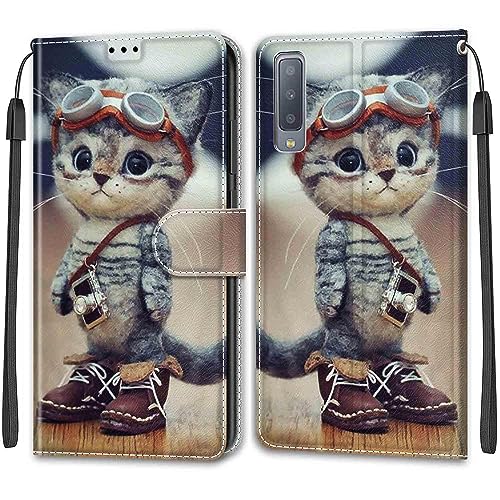 Handyhülle für Samsung Galaxy A7 (2018) / A750 Hülle, Premium Kunstleder Flip Stoßfeste Klapphülle mit [Klappständer] [Kartenfach] kompatibel Samsung Galaxy A7 (2018) / A750 von TOMYOU