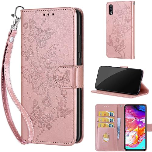 Handyhülle für Samsung Galaxy A70 Hülle, mit [Kartenfach] Premium Stoßfesten Kunstleder Flip Wallet Case Handyhülle Kompatibel Samsung Galaxy A70 Roségold von TOMYOU