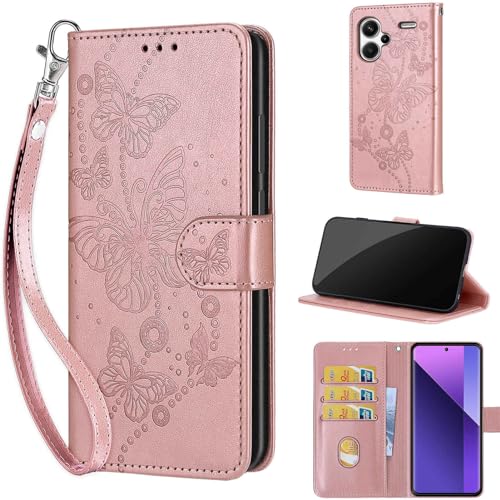 Handyhülle für Xiaomi Redmi Note 13 Pro+ 5G / Note 13 Pro Plus 5G Hülle, Premium Kunstleder Flip Wallet Case Klapphülle kompatibel Xiaomi Redmi Note 13 Pro+ 5G / Note 13 Pro Plus 5G Roségold von TOMYOU