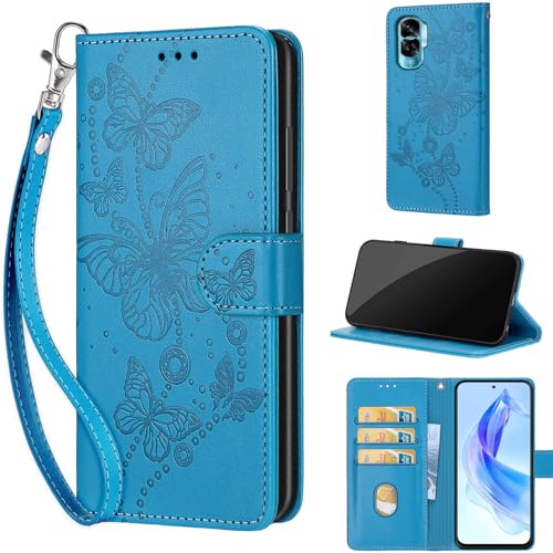 TOMYOU Handyhülle für Honor 90 Lite / X50i 5G Hülle, Premium Stoßfesten Kunstleder Flip Wallet Case Klapphülle kompatibel Honor 90 Lite / X50i 5G Blau von TOMYOU