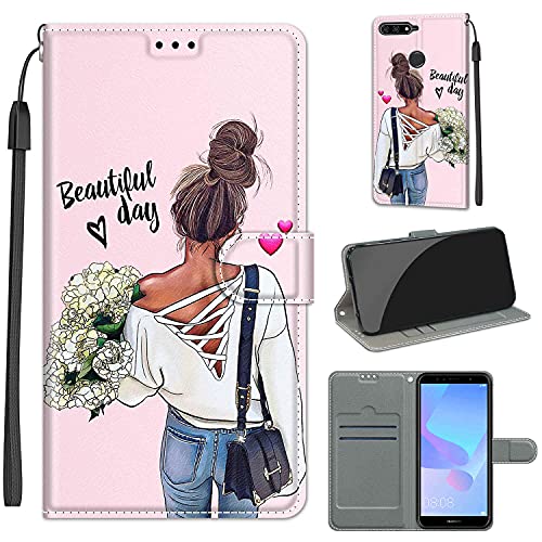 TOMYOU Handyhülle für Huawei Y6 2018 / Honor 7a Hülle Leder, Huawei Y6 Prime (2018) Handy Hüllen, Flip Handytasche Schutzhülle für Huawei Y6 2018 / Honor 7a Pro Case von TOMYOU