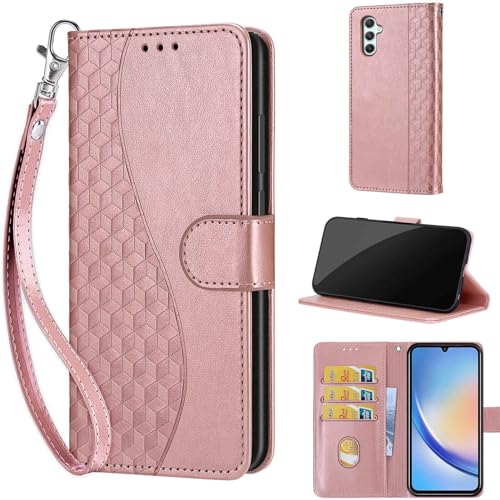 Handyhülle für Samsung Galaxy A34 5G Hülle, mit [Kartenfach] [Standfunktion] Magnetische Kunstleder Flip Wallet Case Handyhülle kompatibel Samsung Galaxy A34 5G Roségold von TOMYOU