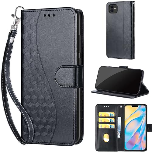 TOMYOU Handyhülle für iPhone 12 / iPhone 12 Pro Hülle, mit [Standfunktion] [Magnetverschluss] Premium Stoßfesten Kunstleder Flip Wallet Case Hülle kompatibel iPhone 12 / iPhone 12 Pro Schwarz von TOMYOU