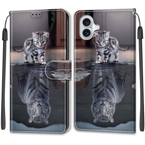 TOMYOU Handyhülle für iPhone 16 Plus, iPhone 16 Plus Hülle, Con [Kartenfach] [Standfunktion] Flip Stoßfeste Wallet Case Klapphülle Lederhülle kompatibel iPhone 16 Plus von TOMYOU