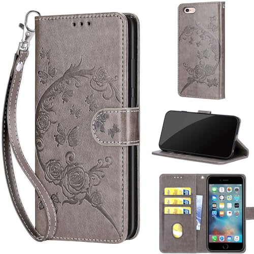 TOMYOU Handyhülle für iPhone 6 / iPhone 6s Hülle, Stoßfeste Klapphülle Wallet Case mit [Standfunktion] [Kartenfach] Handyhülle kompatibel iPhone 6 / iPhone 6s Grau von TOMYOU