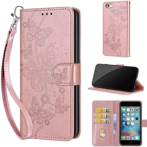 TOMYOU Handyhülle für iPhone 6 / iPhone 6s Hülle, Stoßfeste Klapphülle Wallet Case mit [Standfunktion] [Kartenfach] Handyhülle kompatibel iPhone 6 / iPhone 6s Roségold von TOMYOU