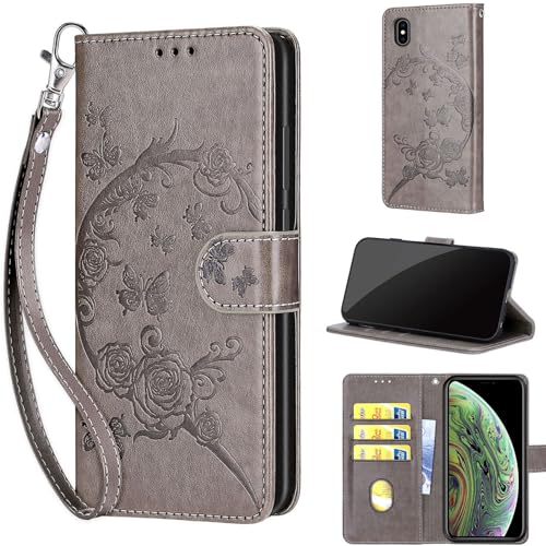 TOMYOU Handyhülle für iPhone X/iPhone XS Hülle, Premium Stoßfesten Flip Wallet Case Handyhülle mit [Kartenfach] [Standfunktion] kompatibel iPhone X/iPhone XS Grau von TOMYOU