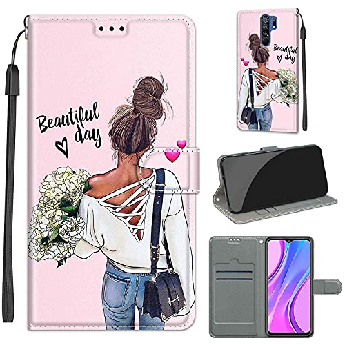 TOMYOU Hülle für Xiaomi Redmi 9, Premium Leder PU Handyhülle，Stoßfest Handyhülle Klapphüllen Flip Case Wallet mit [Kartenfach] für Xiaomi Redmi 9 von TOMYOU
