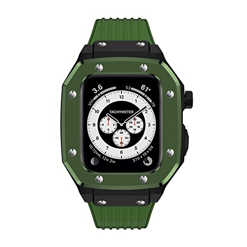 TONECY Uhrengehäuse aus Legierung für iWatch Serie SE, Abdeckung für Apple Watch 7, 6, 5, 4, 44/45 mm, luxuriöses Metall, Gummi, Edelstahl, Uhrenzubehör von TONECY