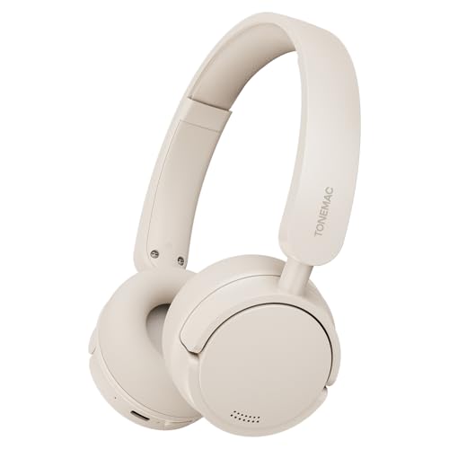 TONEMAC H1 Over Ear Kopfhörer Bluetooth,Kopfhörer Kabellos Bluetooth Over Ear,50H,Headset mit Mikrofon Bluetooth 5.3 für Reise/Arbeit/Leben (weiß) von TONEMAC