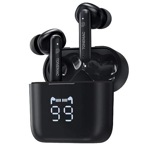 TONEMAC W28 Bluetooth Kopfhörer In Ear,Kopfhörer Kabellos Bluetooth 5.3,Kabellose Kopfhörer,48 std Spielzeit,LED-Anzeige,IPX6 Wasserdicht HiFi Stereo Ohrhörer,Schwarz TONEMAC W28 Bluetooth Kopfhörer In Ear,Kopfhörer Kabellos Bluetooth 5.3,Kabellose Kopfhörer,48 std Spielzeit,LED-Anzeige,IPX6 Wasserdicht HiFi Stereo Ohrhörer,Schwarz von TONEMAC