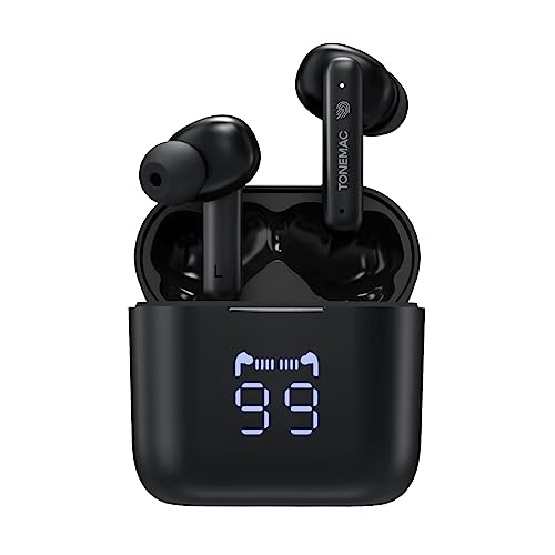 TONEMAC W28 Wireless Earbuds Bluetooth 5.3 Kopfhörer mit 48H Spielzeit, LED Power Display und Wireless Charging Case, HiFi Stereo Sound, IPX6 Wasserdichte Ohrhörer mit Eingebautem Mikrofon für Sport von TONEMAC