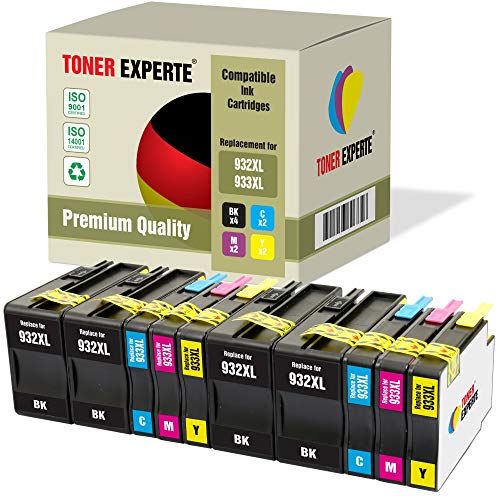 TONER EXPERTE 10 XL Druckerpatronen kompatibel für 932 XL 933 XL 932XL 933XL Officejet 6600 6700 7110 7610 7612 7620 6100 7510 7600 (4 Schwarz, 2 Cyan, 2 Magenta, 2 Gelb) von TONER EXPERTE