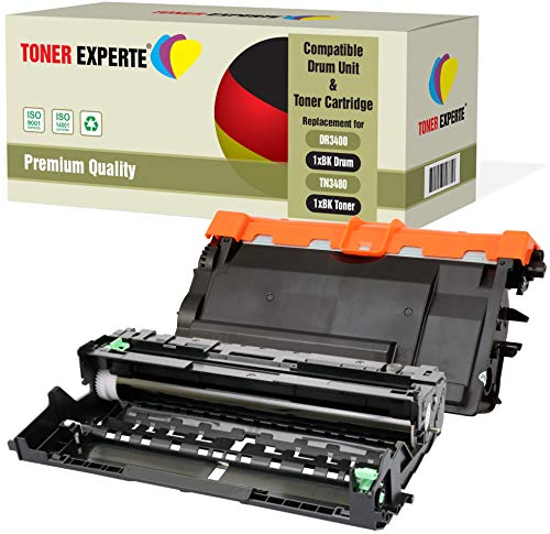 TONER EXPERTE 2-er Pack Trommel & Toner kompatibel zu DR3400 TN3480 für Brother DCP-L5500DN L6600DW HL-L5000D L5100DN L5200DW L5200DWT L6300DW L6300DWT L6400DW MFC-L5700DN L5750DW L6800DW L6900DW von TONER EXPERTE