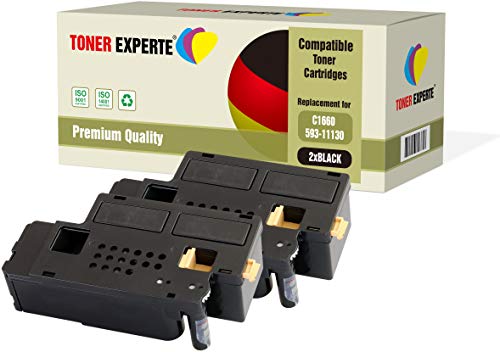 2er Pack TONER EXPERTE® Schwarz Premium Toner kompatibel zu 593-11130 für Dell C1660, C1660W, C1660CN, C1660CNW von TONER EXPERTE