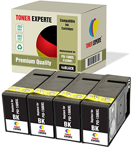 TONER EXPERTE 4 XL PGI-1500XLBK PGI-1500XL Druckerpatronen kompatibel für MAXIFY MB2050 MB2150 MB2350 MB2750 MB2755 MB2155 (4 Schwarz) von TONER EXPERTE
