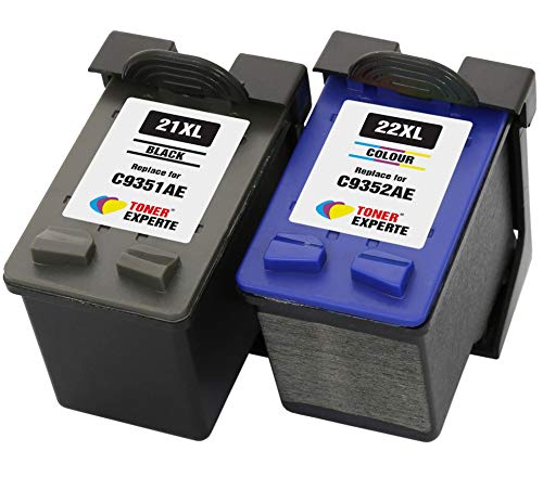 TONER EXPERTE® 2er Set Druckerpatronen kompatibel für 21XL 22XL C9351AE C9352AE Officejet 4315 PSC 1410 Deskjet 3940 F2180 F2280 F380 F4180 D1460 D1530 D2360 D2460 | hohe Kapazität von TONER EXPERTE