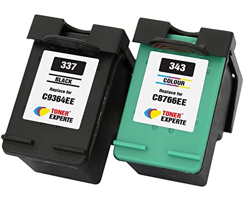 TONER EXPERTE® 2er Set Druckerpatronen kompatibel für 337 343 C9364EE C8766EE Photosmart 2500 2570 2573 2575 C4100 C4110 C4140 C4150 C4180 D5160 Deskjet D4160 5940 | hohe Kapazität von TONER EXPERTE