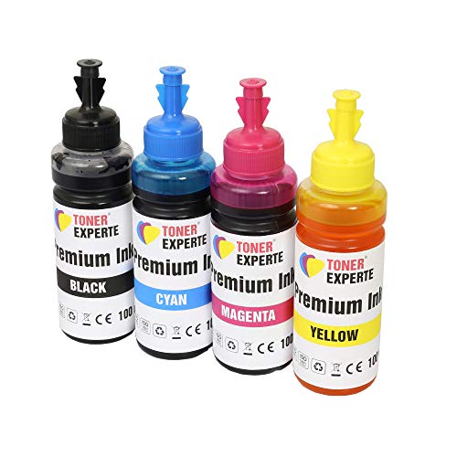 TONER EXPERTE® 4 x 100 ml (1-er Set) Universal Nachfülltinte Ersatz kompatibel mit EPSON LEXMARK Dell RICOH Patronen und CISS System | hohe Qualität von TONER EXPERTE