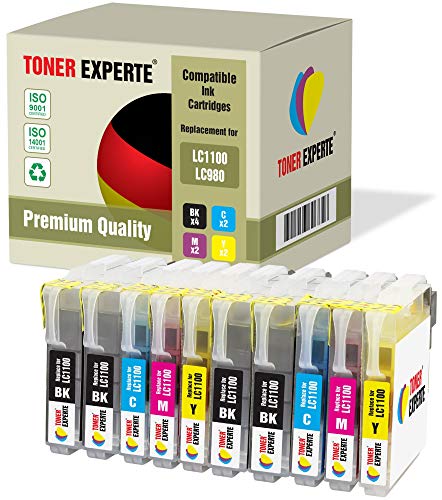 TONER EXPERTE 10 XL LC1100 LC980 Druckerpatronen kompatibel für DCP-145C 165C 195C 197C 375CW 385C 395CN 585CW 6690CW MFC-250C 290C 490CW 5490CN 5890CN 5895CW 6490CW 790CW 990CW J615W von TONER EXPERTE