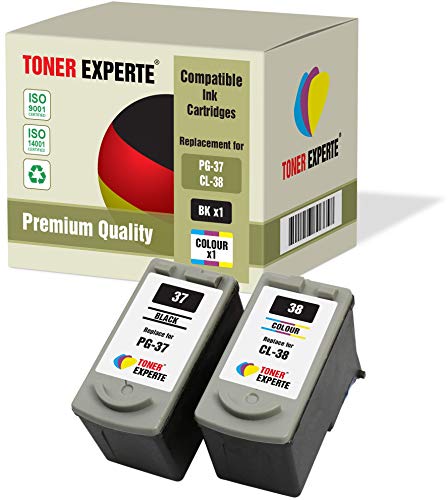 TONER EXPERTE 2 XL PG-37 CL-38 Druckerpatronen kompatibel für Pixma iP1800, iP1900, iP2500, iP2600, MP140, MP190, MP210, MP220, MP470, MX300, MX310 (Schwarz, Farbe) von TONER EXPERTE