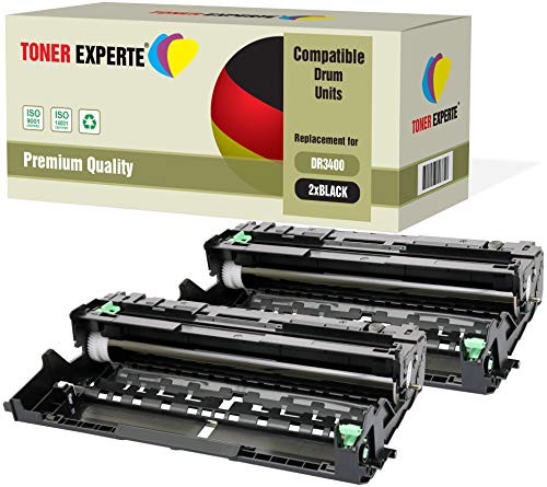 TONER EXPERTE 2-er Pack Trommel kompatibel zu DR3400 für Brother DCP-L5500DN L6600DW HL-L5000D L5100DN L5200DW L5200DWT L6300DW L6300DWT L6400DW L6400DWT MFC-L5700DN L5750DW L6800DW L6900DW von TONER EXPERTE