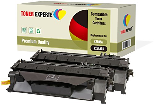 TONER EXPERTE 2er-Pack Premium Toner kompatibel zu CE505A 05A für Laserjet P2033 P2034 P2035 P2036 P2037 P2050 P2054 P2055 P2055d P2055dn P2055x i-SENSYS LBP-6300dn LBP-6680x MF-6140dn von TONER EXPERTE