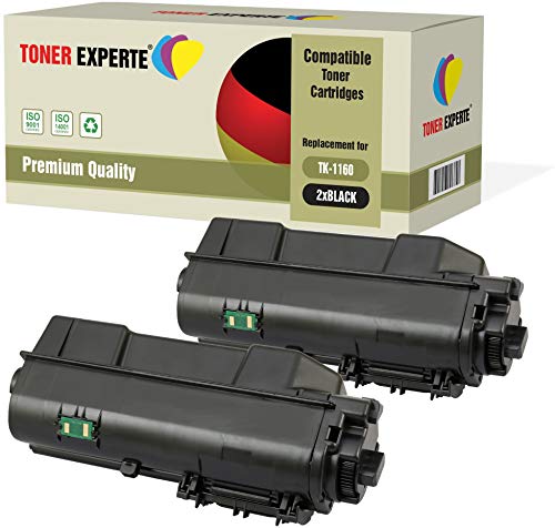 TONER EXPERTE 2er-Pack Premium Toner kompatibel zu TK-1160 TK1160 für Kyocera ECOSYS P2040dn, P2040dw von TONER EXPERTE